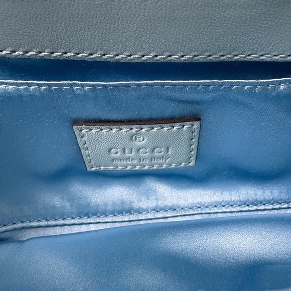 Gucci baby Blue Shoulder Horsebit Chain Small Leather Shoulder Bag - Picture 10 of 12